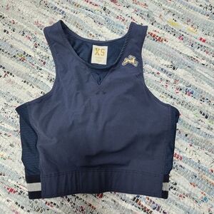 Tracksmith Navy Blue And White Fieldhouse Pinnie Crop Tank Top Mesh Sides